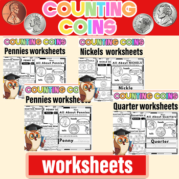 Preview of Counting Pennies , Dimes , Nickles  & Quartes | Money & Counting Coins Bundle