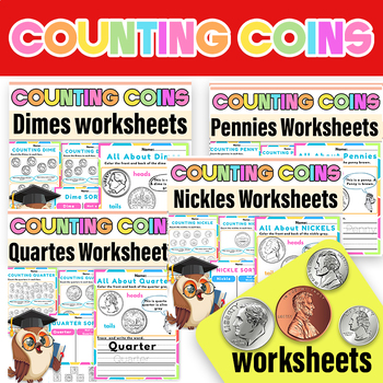 Preview of Counting Pennies , Dimes , Nickles & Quartes | Money & Counting Coins Bundle
