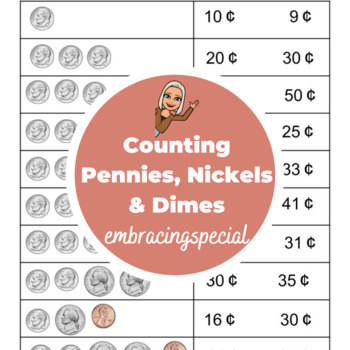 Preview of Counting Pennies, Nickels, and Dimes