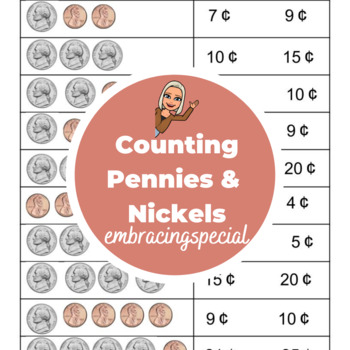 Preview of Counting Pennies and Nickels Worksheet