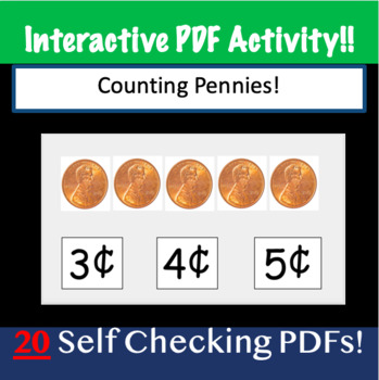 Preview of Counting Pennies up to 10 Self-Checking PDF Digital Money Activity 