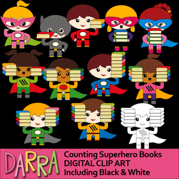 Preview of Counting Pictures - Math Clip Art: Counting Superhero Books