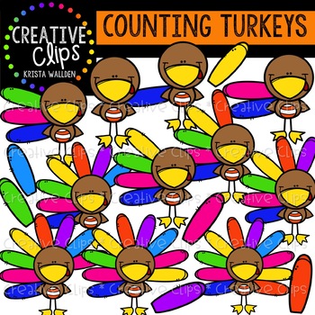 Preview of Counting Pictures: Turkeys {Creative Clips Clipart}