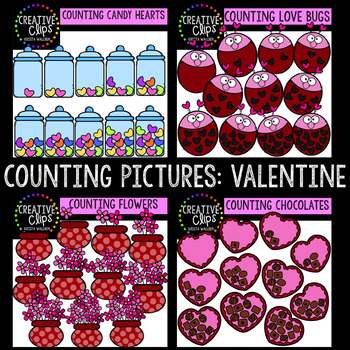 Preview of Counting Pictures: Valentine Clipart {Creative Clips Clipart}