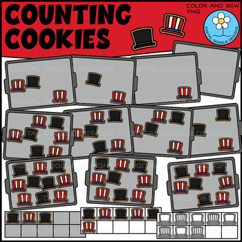 Preview of Counting President Hat Cookies Clipart - Ten Frames - Presidents' Day Clipart