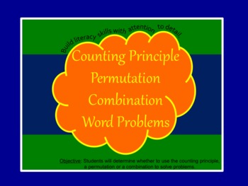 Preview of Counting Principle, Permutation, Combination Word Problems (Close Reading)