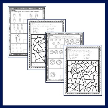 Counting Printables Summer Themed by The Libeary Teacher | TPT