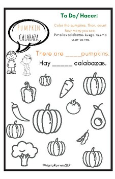 Preview of Counting Pumpkins/Contando calabazas