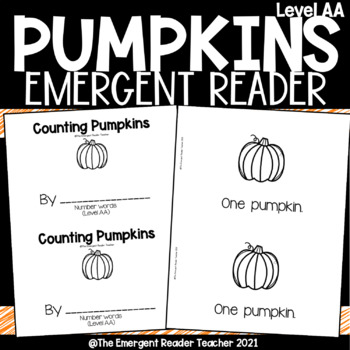 Preview of Counting Pumpkins Halloween Emergent Reader Level AA