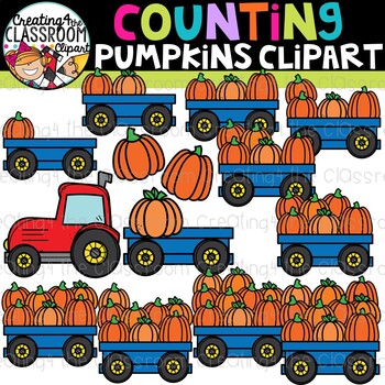 Preview of Counting Pumpkins on a Tractor Clipart {Fall Clipart}