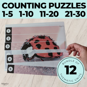 Preview of Counting Puzzles: Counting 1-5 1-10 11-20 21-30: Bundle of 12 Thematic Unit