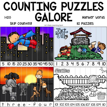 Preview of Counting Puzzles to 120: Skip Counting, 1-120, Number Words
