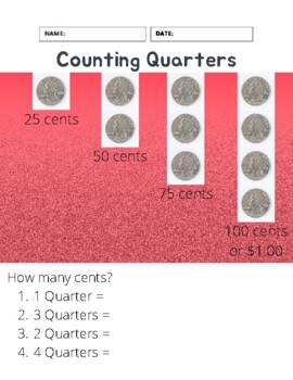Preview of Counting Quarters Money Math and Word Problems