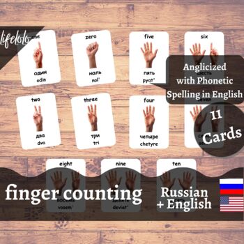 Preview of Counting - RUSSIAN Flash Cards | Finger Counting | 11 Bilingual Flash Cards