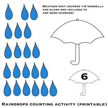 Preview of Counting Raindrops (Clipart) Weather Theme (Math)
