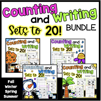Preview of Counting Sets & Writing Numbers to 20 Worksheets, Assessments BUNDLE