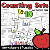 Counting Sets to 10 Back to School Theme Worksheets