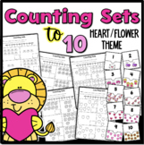 Counting Sets to 10 Hearts, Flowers, Cupcakes Math