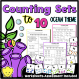 Counting Sets to 10 Ocean Theme Worksheets