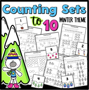 Preview of Counting Sets to 10 Winter Theme Assessment Included