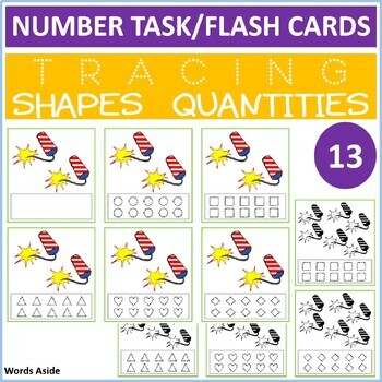 Preview of Counting Shapes Tracing Number Flash Task Cards