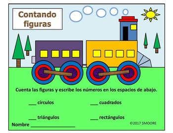 Preview of Counting Shapes-Train-Spanish