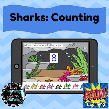 Preview of Counting Sharks 1-10 | Boom Cards