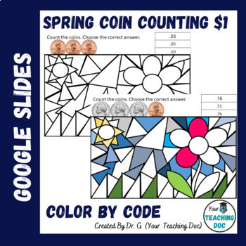 Preview of Counting Single and Mixed Coins Life Skills Math Money Progressive Color By Code