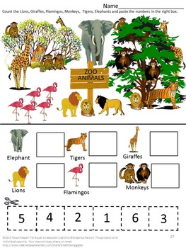 zoo animals special education math kindergarten math