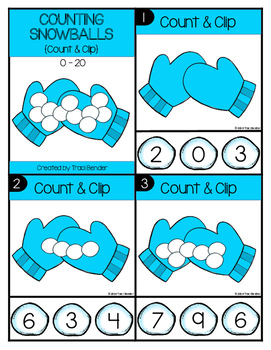 Counting Snowballs 0-20 {Count & Clip Freebie} | TpT