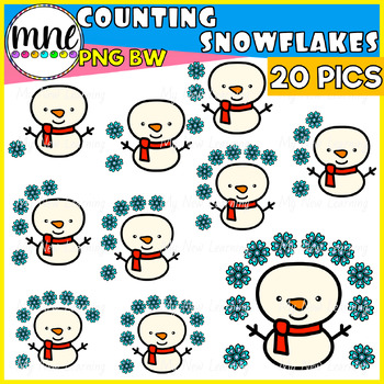 Counting Snowflakes Math Snowman Clip Art by My New Learning | TPT