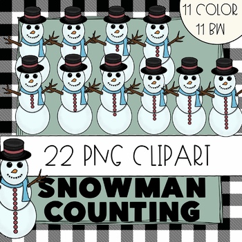 Preview of Counting Snowman Buttons Clipart | Winter Math | Winter Counting
