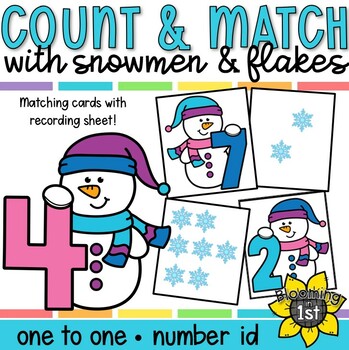Preview of Counting Snowmen Matching Game | Number Identification to 10