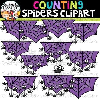 Preview of Counting Spiders Clipart {Halloween Clipart}