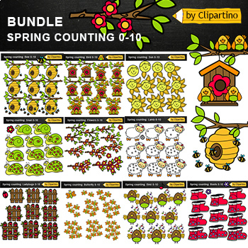 Preview of Spring Counting Clip Art  Bundle/ Math clipart/ Commercial use