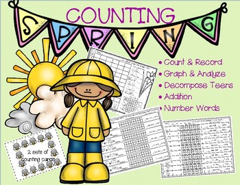 Preview of Counting Spring-Sets to 20, Decompose Teens, Graph and Analyze, Addition & MORE