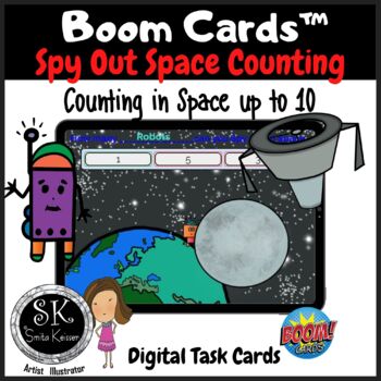 Preview of Counting Spy Out Space Numbers 1-10 with Animation, Kindergarten, Boom Cards™️