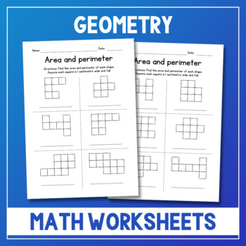 Preview of Counting Squares and Edges (cm) - Area and Perimeter - Geometry Worksheets