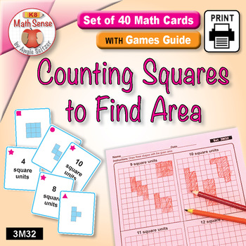 Preview of Counting Squares to Find Area: 3rd Grade Math Sense Card Games & Activities 3M32