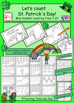 Preview of Counting St. Patrick's Day #1-20 Mini-booklet Prek,Kinder, 1st (English version)