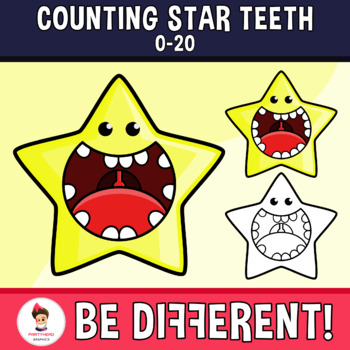 Preview of Counting Star Teeth Clipart (0-20) Dental Health Month February