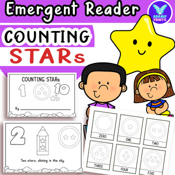 Preview of Counting Stars 0-10 Math Emergent Reader Kindergarten NO PREP Activities