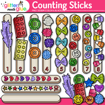 Preview of Counting Sticks Clipart: Popsicle Stick Counting & Sorting Math Clip Art PNG