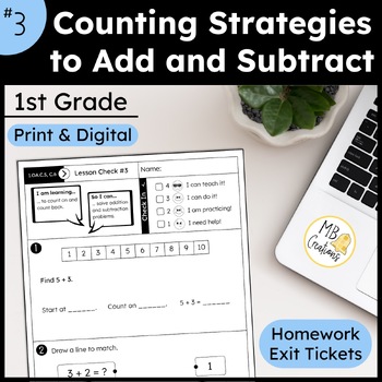 Preview of Add Subtract Counting Strategies Worksheets L3 1st Grade iReady Math Exit Ticket