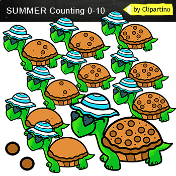 Preview of Counting Summer clip art /Doodle Turtle summer clipart/ Math