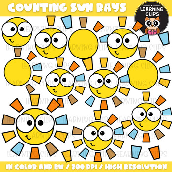 Preview of Counting Sun Rays Clipart {Learning Clips Clipart}