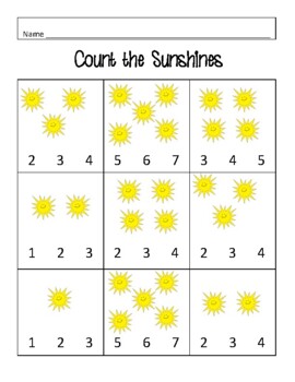 Preview of Counting Sunshines (counting 1-5)
