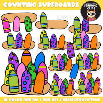 Preview of Counting Surfboards Clipart {Learning Clips Clipart} 