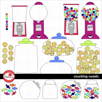 Counting Sweets: Candy Cookie & Gumball Clipart Set by Poppydreamz WITH ...