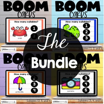 Preview of Counting Syllables Boom Cards Bundle Distance Learning